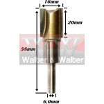 Fresa Reta Ø16mm X 20mm Corte X 58mm Total X 6,0mm Haste. (Ftr76) 