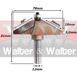 Fresa Chanfrar Ø79mm (120º ) 39mm  X 12mm Haste. (Ftr50)