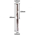 Fresa Acri Cut 4,0mm (1c) X 32mm X 60mm X 4,0mm Haste. (Ftr0051)
