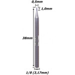 Fresa Topo Reto 0,5mm (2c) X 1,0mm X 38mm X 3,17mm (1/8). (Ftr1993) 