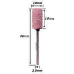 Ponta Montada Tipo Cilíndrica  Na Cor Rosa (Grão 60) X 10mm X 3,0mm. (Ftr3164)