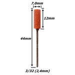 Ponta Montada Tipo Cilíndrica Cor Laranja (Grão 120) X 7,0mm X 2,4mm (3/32) Haste. (Ftr3166)