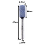 Ponta Montada Cilíndrica Cor Azul (Grão 60) X 8,0mm X 16mm X 3,0mm Haste. (Ftr3158)