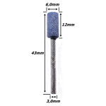 Ponta Montada Cilíndrica Cor Azul (Grão 60) X 6,0mm X 12mm X 3,0mm Haste. (Ftr3159)