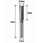 Fresa Reta Paralela 8,0mm (2c) X 30mm Corte X 70mm Total X 6,0mm Haste. (Ftr3626) 