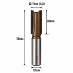 Fresa Reta Paralela Ø12,7mm (1/2) (2c) X 30mm X 70mm X 12mm Haste. (Ftr3629) 