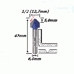 Fresa P/ Dobra Acm Ø12,7mm (1/2) X 2,0mm (90°) X 5,0mm Corte X 6,0mm Haste. (Ftr3421)