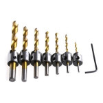 Jogo Broca Hss Com Banho Titânio Com Escariador (5 Cortes) Chanfro 3-10mm (7 Peças). (Ftr1014)