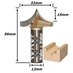 Fresa Pombo Ø32mm (15mm Raio) X 56mm Total X 12mm Haste. (FTR2974)