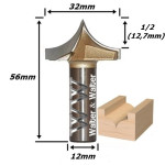 Fresa Pombo Ø32mm (12,7mm Raio) X 56mm Total X 12mm Haste. (FTR2974)