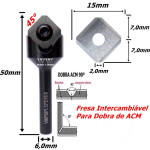 Fresa P/ Dobra De Acm (Pastilha Intercambiável) Ø15mm X 2,0mm (90°) X 6,0mm Haste. (Ftr1091)