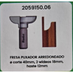 Fresa Puxador Arredondado ∅ corte 40mm, 2 wídeas 18mm, haste 12mm (Ftr29400)