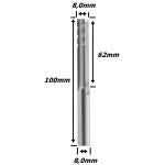 Fresa Reta Paralela TCT 8,0mm (3c) X 62mm Corte X 100mm Total X 8,0mm Haste. (Ftr29356)