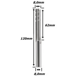 Fresa Reta Paralela TCT 8,0mm (3c) X 62mm Corte X 120mm Total X 8,0mm Haste. (Ftr29357)