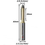 Fresa Reta C/ Rolamento Inferior 9,5mm (3/8) X 30mm Corte X 82mm X 12,7mm (1/2) Haste. (Ftr3653) 