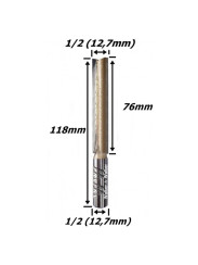 Fresa Reta Ø12,7mm (1/2") X 76mm Corte X 118mm Total X 12,7mm Haste. (Ftr29446)
