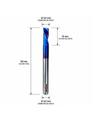 Fresa Down Cut 4,0mm (Hrc65) (1c) X 10mm X 50mm X 4,0mm. (Ftr3623)