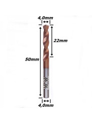 Broca Metal Duro (HRC55) 4,0mm X 22mm X 50mm. (Ftr3555)