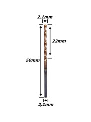 Broca Metal Duro (Hrc55) 2,1mm X 22mm X 50mm. (Ftr3556)