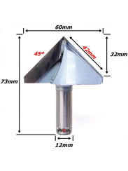 Fresa V Bit Ø60mm (90°) X 32mm Corte X 73mm Total X 12mm Haste. (Ftr3621)