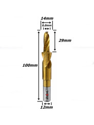 Broca Escalonada Ø14mm X 100mm Total X 12mm Haste. (Ftr3675)