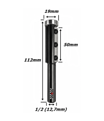 Fresa Reta C/ Rolamento Inferior (Intercambiável) Ø19mm X 50mm X 112mm X 12,7mm (1/2) Haste. (Ftr3633)