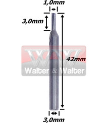 Reta Paralela 1,0mm (1c) X 3,0mm ÁRea De Corte X 42mm Total X 3,0mm Haste. (Ftr1286)