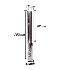 Fresa Reta Paralela Ø12mm (2c) X 62mm Corte X 100mm Total X 12mm Haste. (Ftr0012)