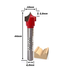 Fresa Pombo Ø10mm (5,0mm Raio) X 45mm Total X 6,0mm Haste. (Ftr102)