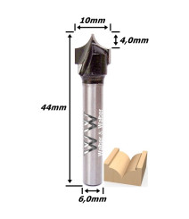 Fresa Pombo Ø10mm (4,0mm Raio) X 44mm Total X 6,0mm Haste. (Ftr176)