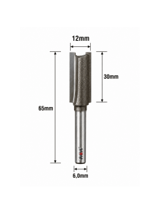 Fresa Reta Paralela Ø12mm (2c) X 30mm Corte X 65mm Total X 6,0mm Haste. (Ftr3628) 