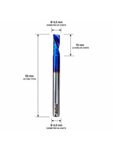 Fresa Down Cut 4,0mm (Hrc65) (1c) X 10mm X 50mm X 4,0mm. (Ftr3623)