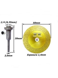 Disco Diamantado Ø50mm + Suporte Reforçado. (Ds138) 