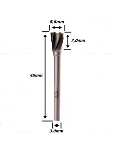 Lima Rotativa Reta 5,8mm X 7,0mm Corte X 3,0mm Haste. (Ftr3567)