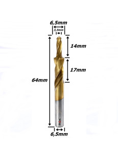 Broca Escalonada 6,5mm X 64mm Total X 6,5mm Haste. (Ftr3671)
