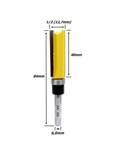 Fresa Reta C/ Rolamento Superior Ø12,7mm (1/2) X 40mm Corte X 84mm X 6,0mm Haste. (Ftr0061)