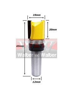 Fresa Reta C/ Rolamento Superior Ø19mm X 20mm Corte X 65mm X 12mm Haste. (Ftr2991)