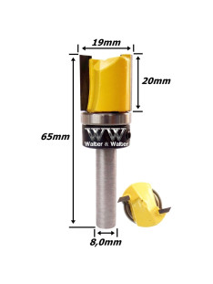 Fresa Reta C/ Rolamento Superior Ø19mm X 20mm Corte X 65mm X 8,0 Haste. (Ftr2793)