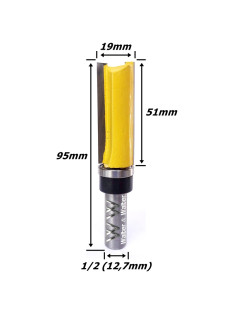 Fresa Reta C/ Rolamento Superior Ø19mm X 51mm Corte X 95mm X 1/2 (12,7mm) Haste. (Ftr0063)