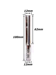 Fresa Reta Paralela Ø12mm (2c) X 62mm Corte X 100mm Total X 12mm Haste. (Ftr0012)