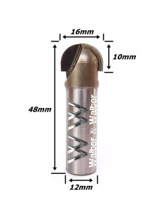 Fresa Meia Cana Ø16mm (8,0mm Raio) X 10mm  X 12mm Haste. (Ftr0417)