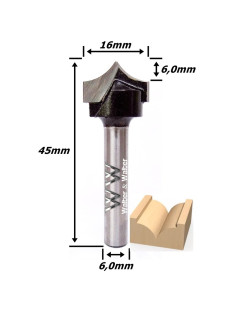 Fresa Pombo Ø16mm (6,0mm Raio) X 45mm Total X 6,0mm Haste. (Ftr67)
