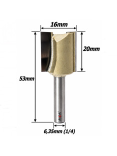 Fresa Reta Ø16mm X 20mm Corte X 53mm Total X 6,35mm (1/4) Haste. (Ftr3676) 