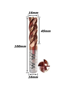 Fresa Helicoidal Ø16mm (Hrc55) (4c) X 45mm X 100mm X 16mm. (Ftr27711)