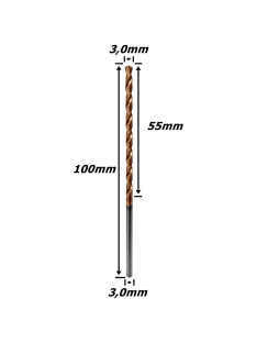 Broca Metal Duro (HRC55) 3,0mm X 55mm X 100mm. (Ftr0885)