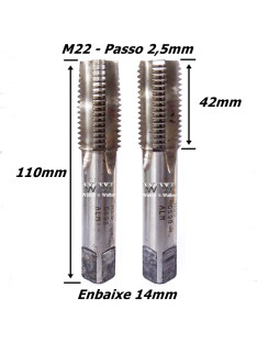 Kit 2 Macho Manual Hss (ALM) Ø22mm X 2,5mm. (Ftr3564)