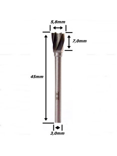 Lima Rotativa Reta 5,8mm X 7,0mm Corte X 3,0mm Haste. (Ftr3567)