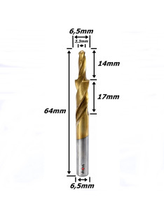 Broca Escalonada 6,5mm X 64mm Total X 6,5mm Haste. (Ftr3671)