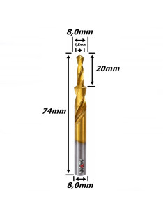 Broca Escalonada 8,0mm X 74mm Total X 8,0mm Haste. (Ftr3672)