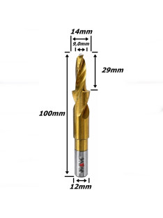 Broca Escalonada Ø14mm X 100mm Total X 12mm Haste. (Ftr3675)